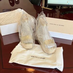 Veronica Beard Metallic Gold Wedge Sandals